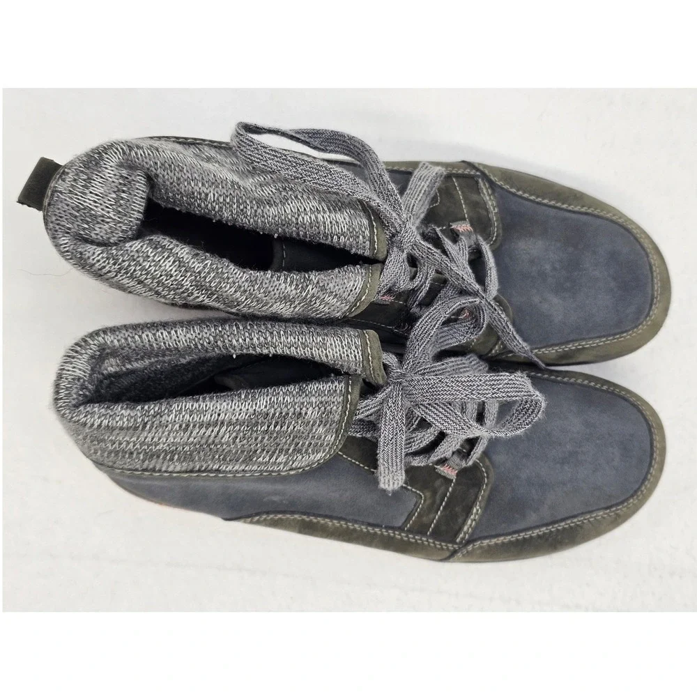 Chaco Barbary Gray/Blue Suede Leather Knit Lace Up Ankle Boot J106392 Womens 9.5